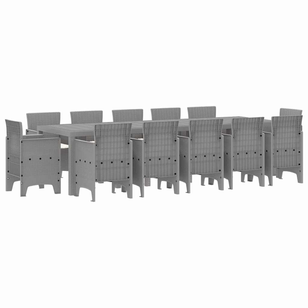 Garden Dining Set with Cushion 13 pcs Light grey