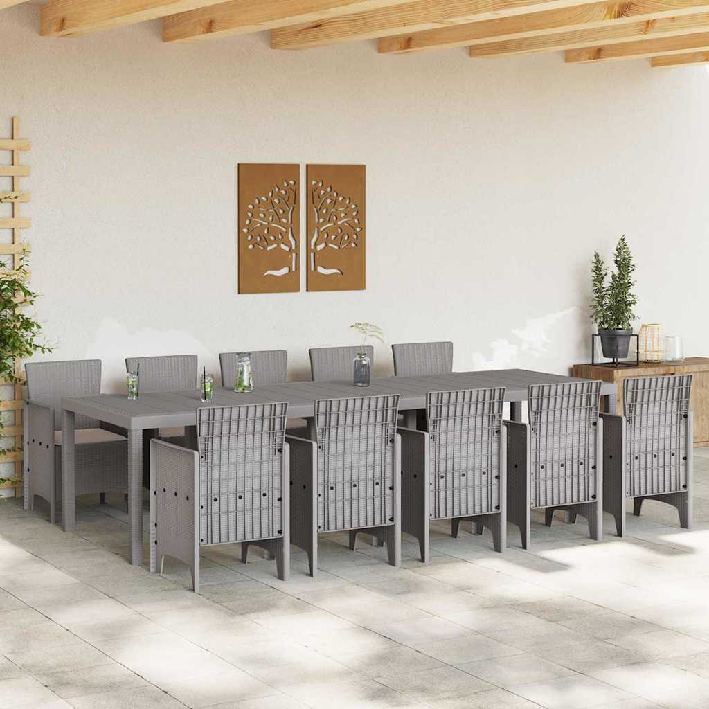 Garden Dining Set 11 pcs Light grey Polypropylene