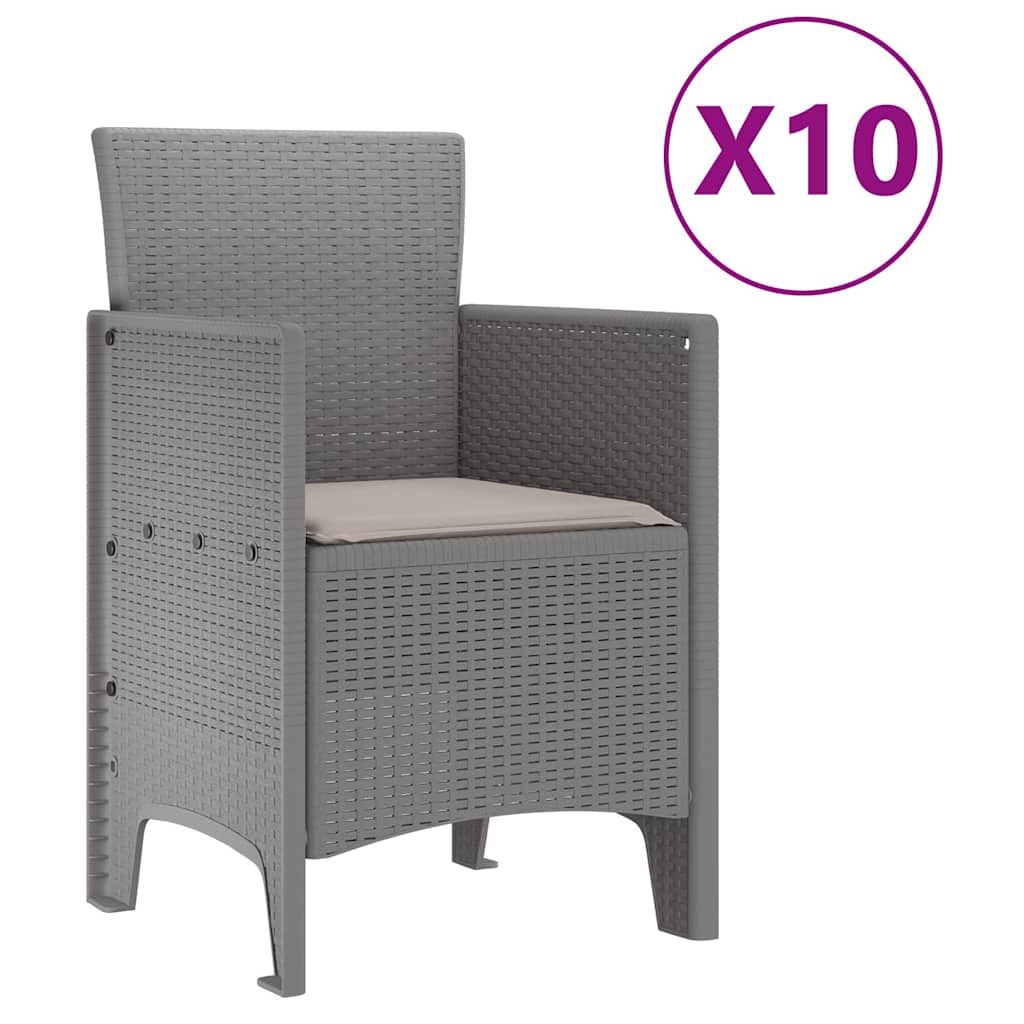 Garden Dining Set with Cushion 11 pcs Light grey Poly rattan