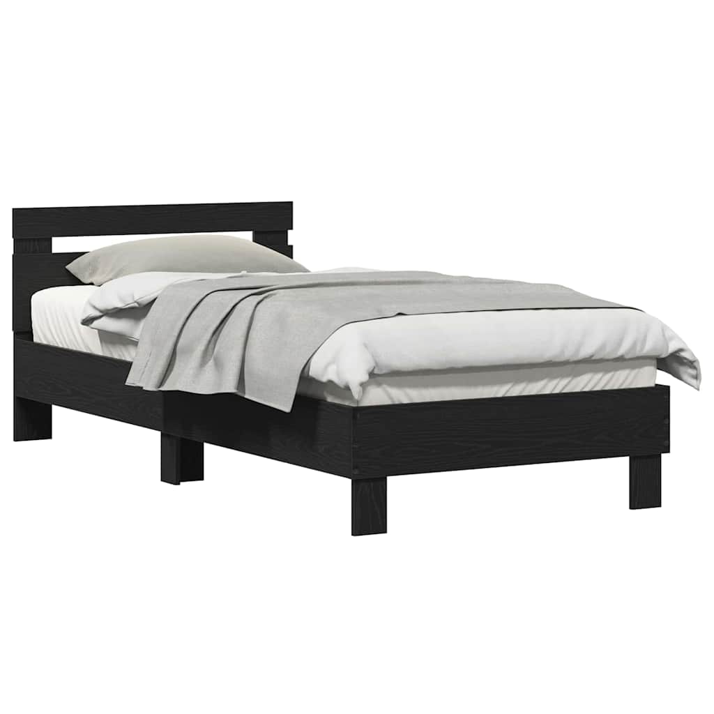 Bed Frame with Headboard Black Oak 90 x 200 cm Engineered Wood