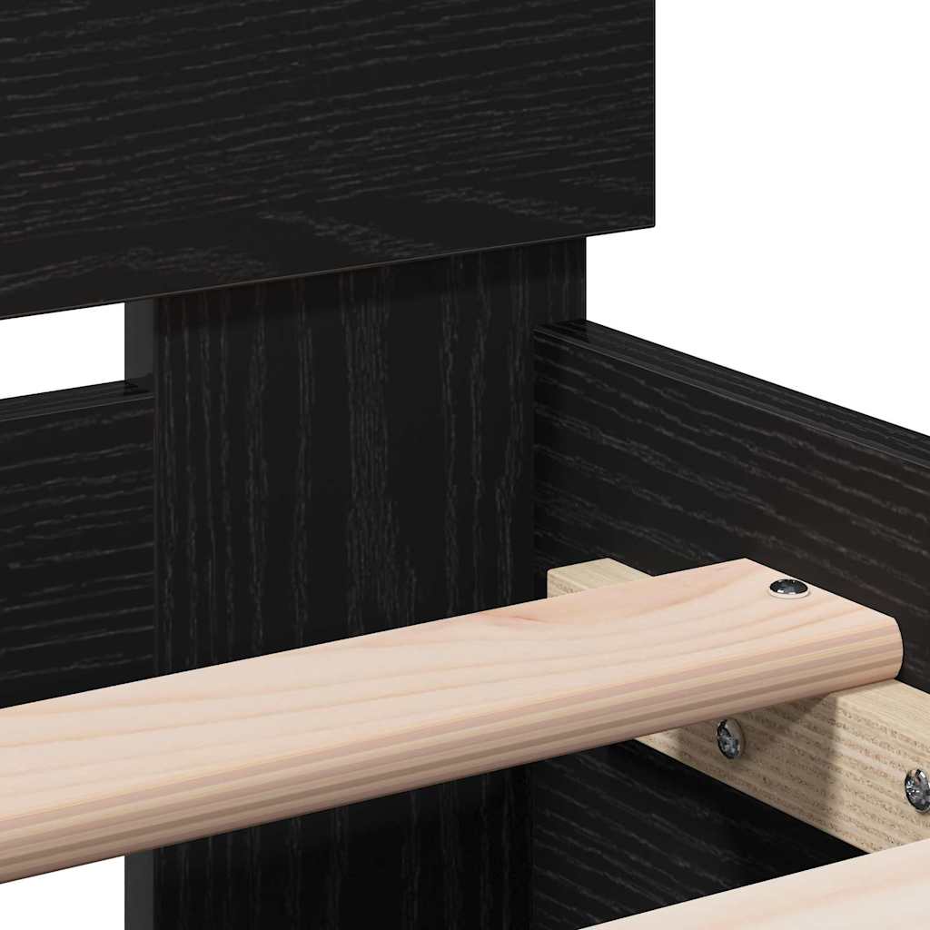 Bed Frame with Headboard Black oak 90 x 190 cm Engineered Wood