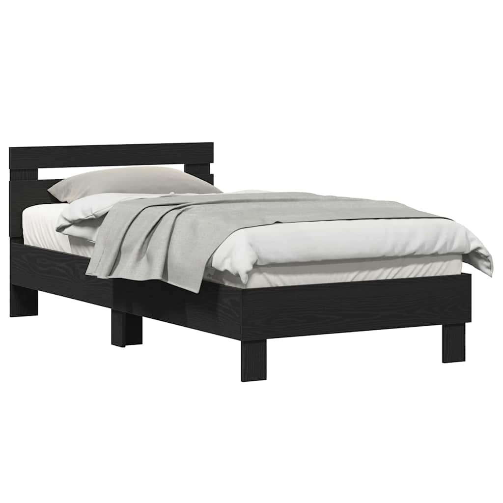 Bed Frame with Headboard Black oak 90 x 190 cm Engineered Wood
