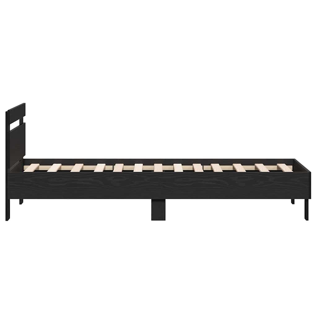 Bed Frame with Headboard Black oak 90 x 190 cm Engineered Wood