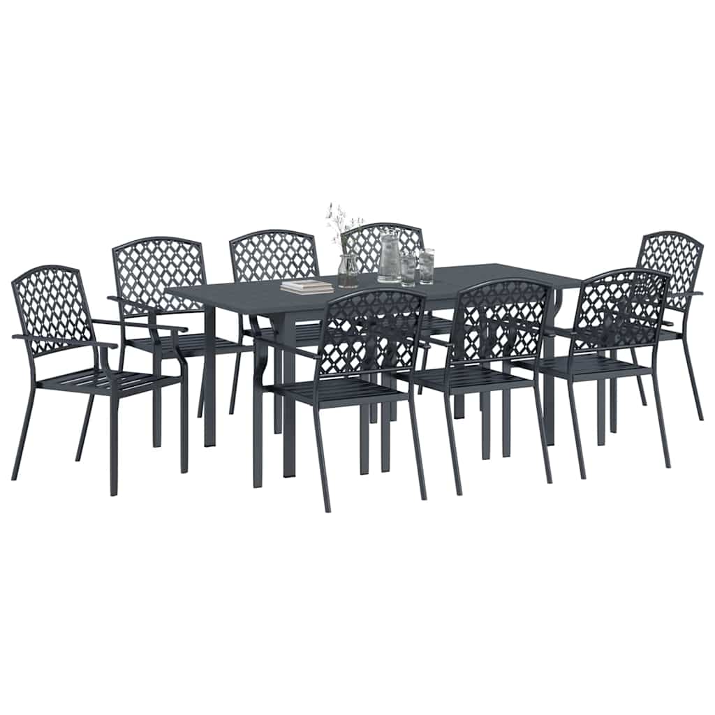 Garden Dining Set 9 pcs Anthracite Steel