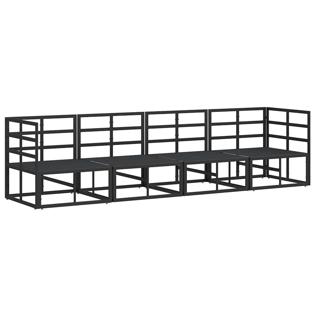 Garden Sofa Set with Cushion Black Aluminium