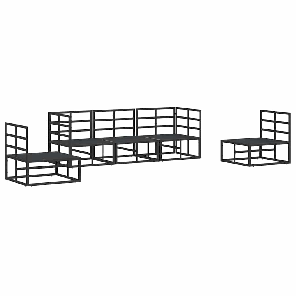 Garden Sofa Set with Cushion Black Aluminium