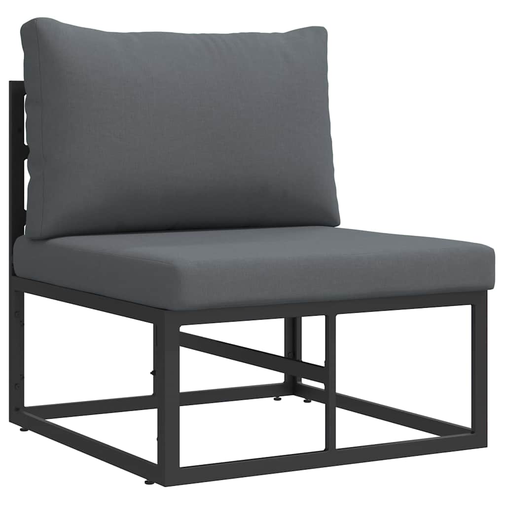 Garden Sofa Set with Cushion Black Aluminium