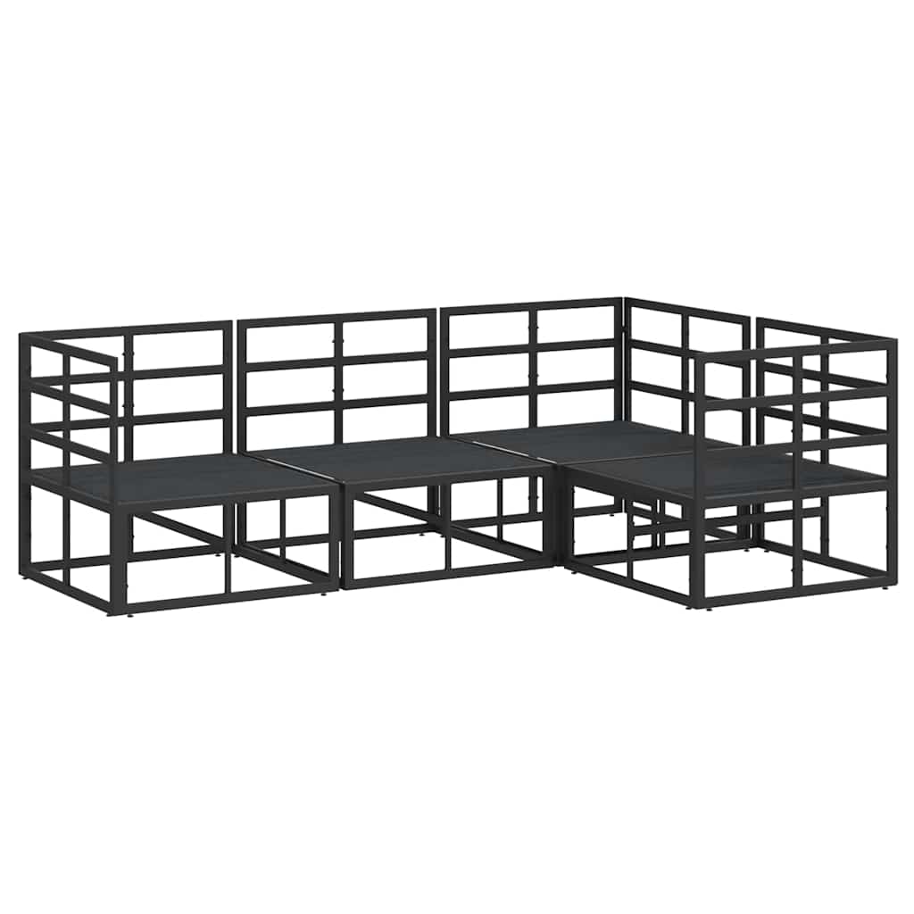 Garden Sofa Set with Cushion Black Aluminium
