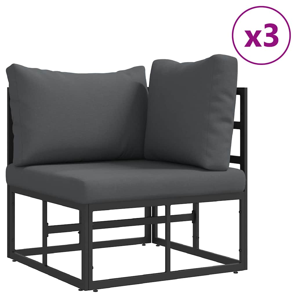 Garden Sofa Set with Cushion 9 pcs Black Aluminium
