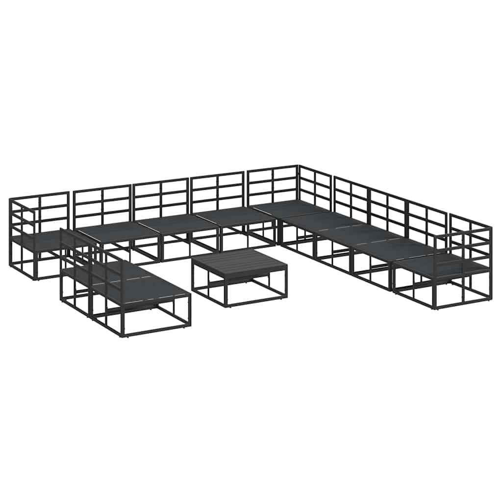 Garden Sofa Set with Cushion Black Aluminium