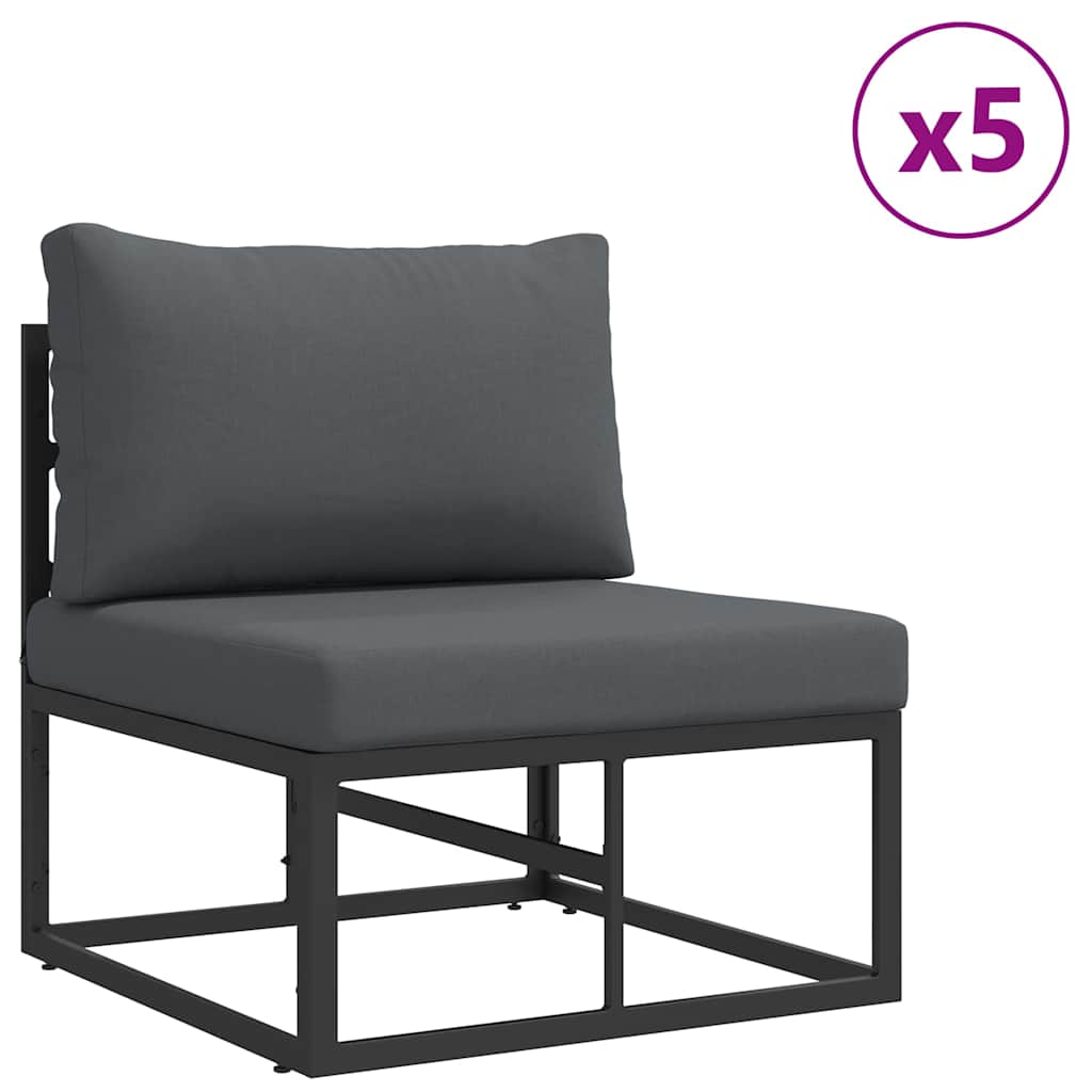 Garden Sofa Set with Cushion Black Aluminium