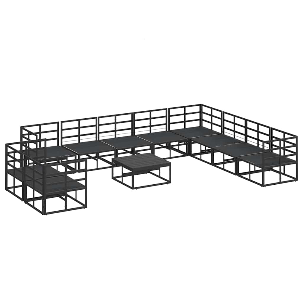 Garden Sofa Set with Cushion Black Aluminium