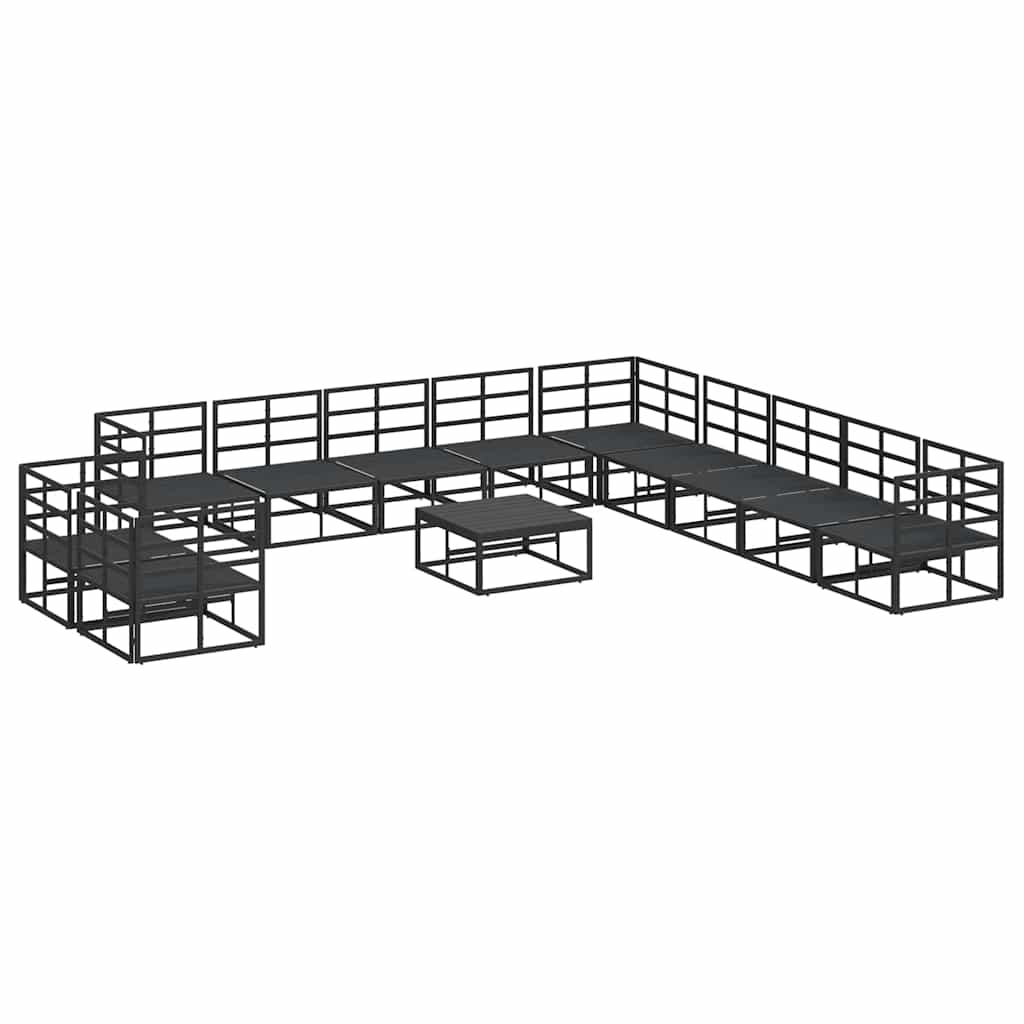 Garden Sofa Set with Cushion Black Aluminium