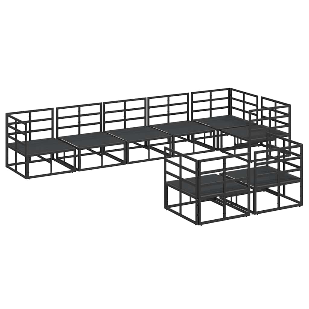 Garden Sofa Set with Cushion Black Aluminium