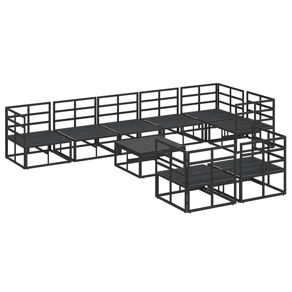 Garden Sofa Set with Cushion Black Aluminium