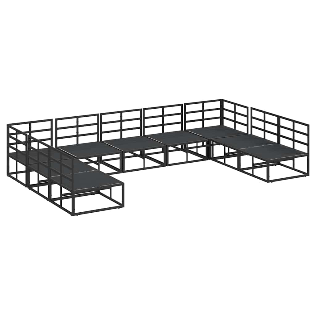 Garden Sofa Set with Cushion Black Aluminium
