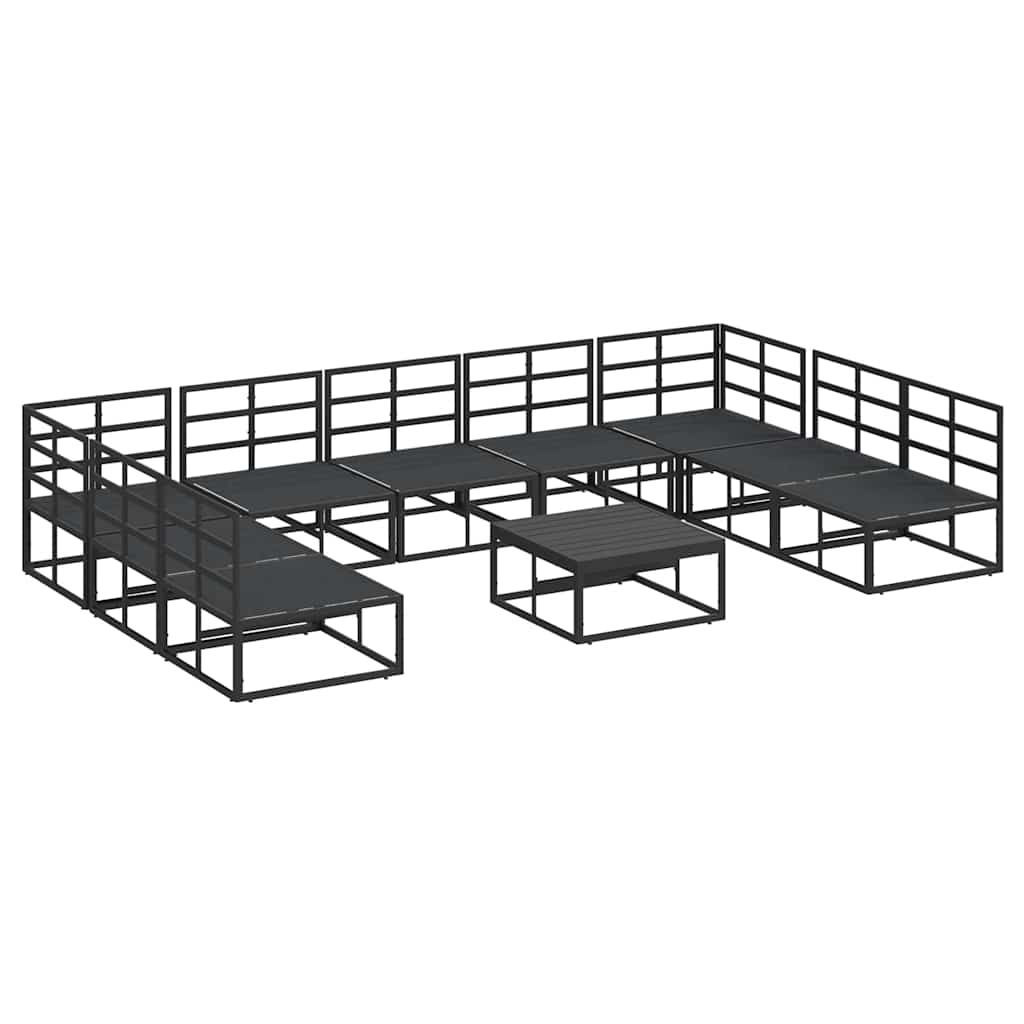 Garden Sofa Set with Cushion Black Aluminium