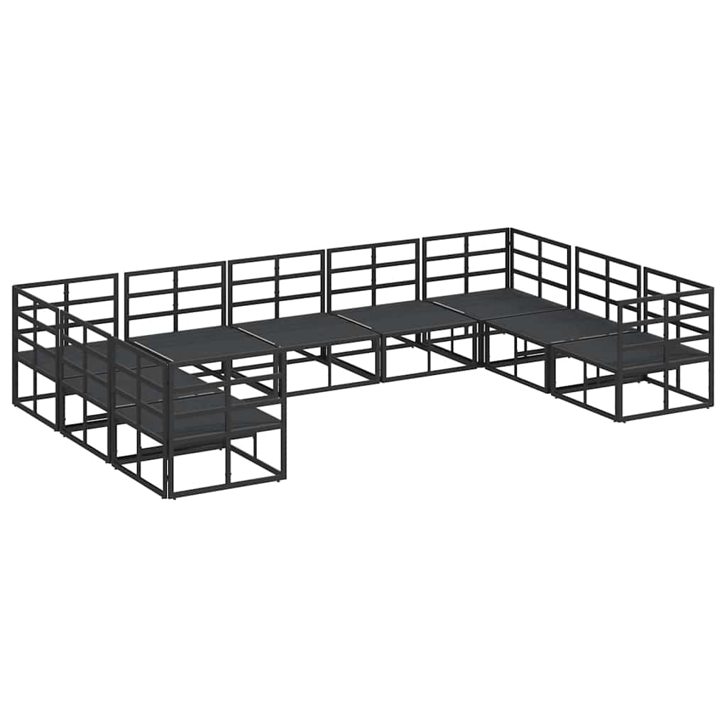Garden Sofa Set with Cushion Black Aluminium