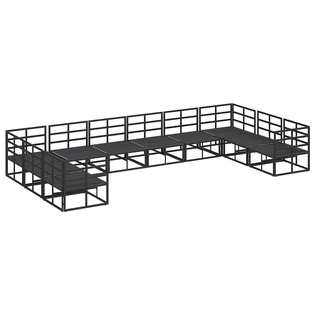 Garden Sofa Set with Cushion Black Aluminium