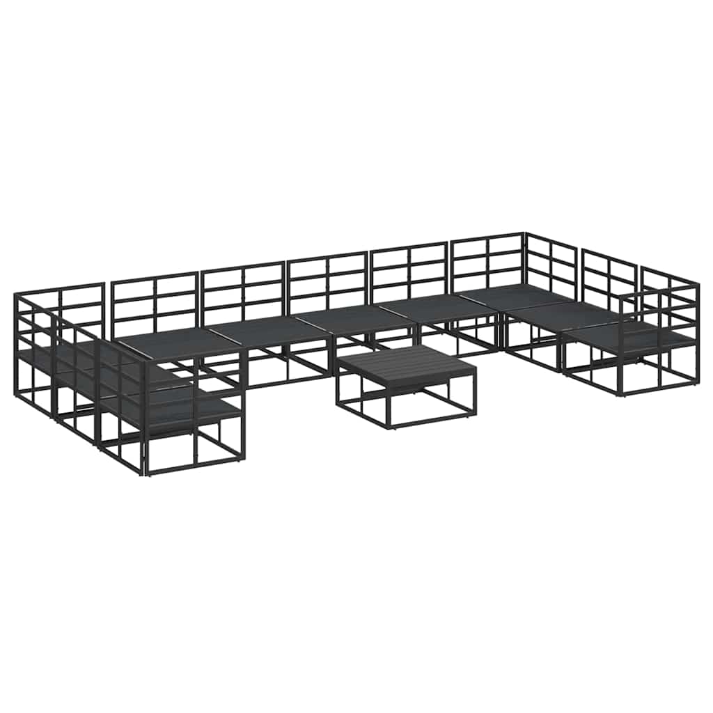 Garden Sofa Set with Cushion 11 pcs Black Aluminium