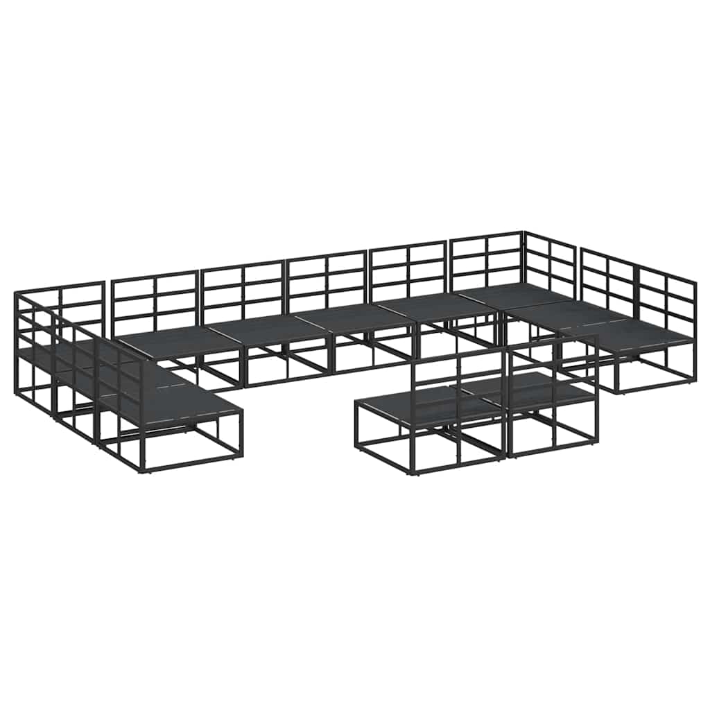 Garden Sofa Set with Cushion Black Aluminium