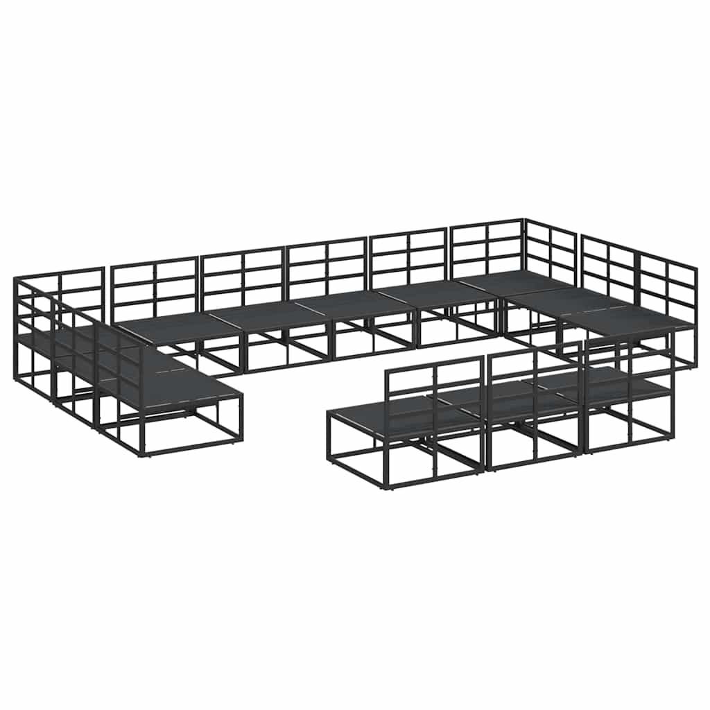 Garden Sofa Set with Cushion Black Aluminium
