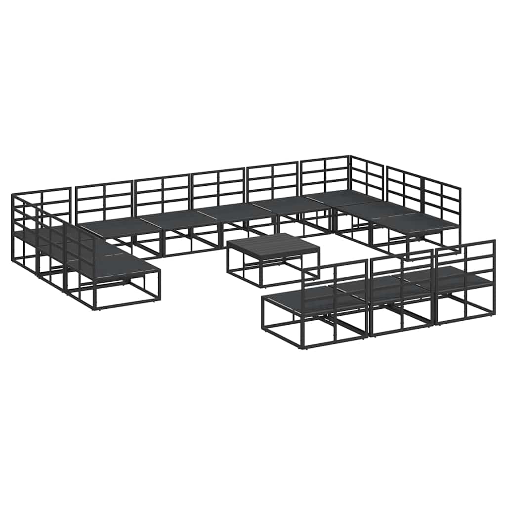 Garden Sofa Set with Cushion Black Aluminium
