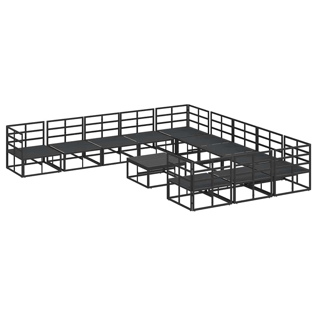 Garden Sofa Set with Cushion Black Aluminium
