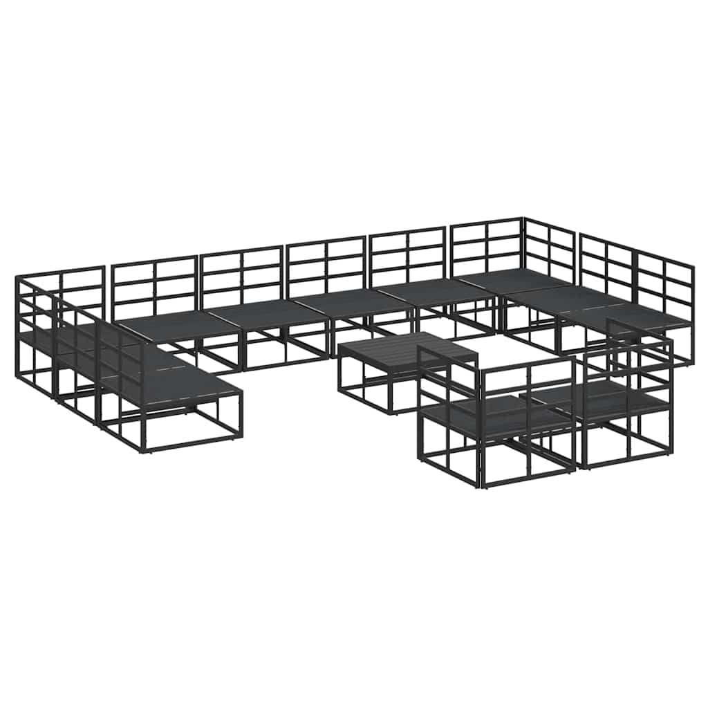 Garden Sofa Set with Cushion 13 pcs Black Aluminium