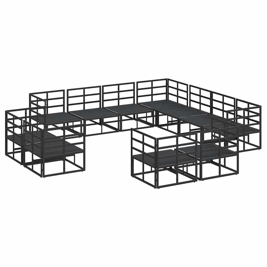Garden Sofa Set with Cushion Black Aluminium