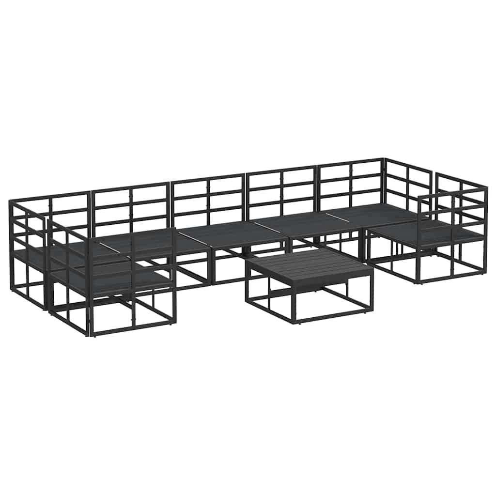 Garden Sofa Set Black Aluminium