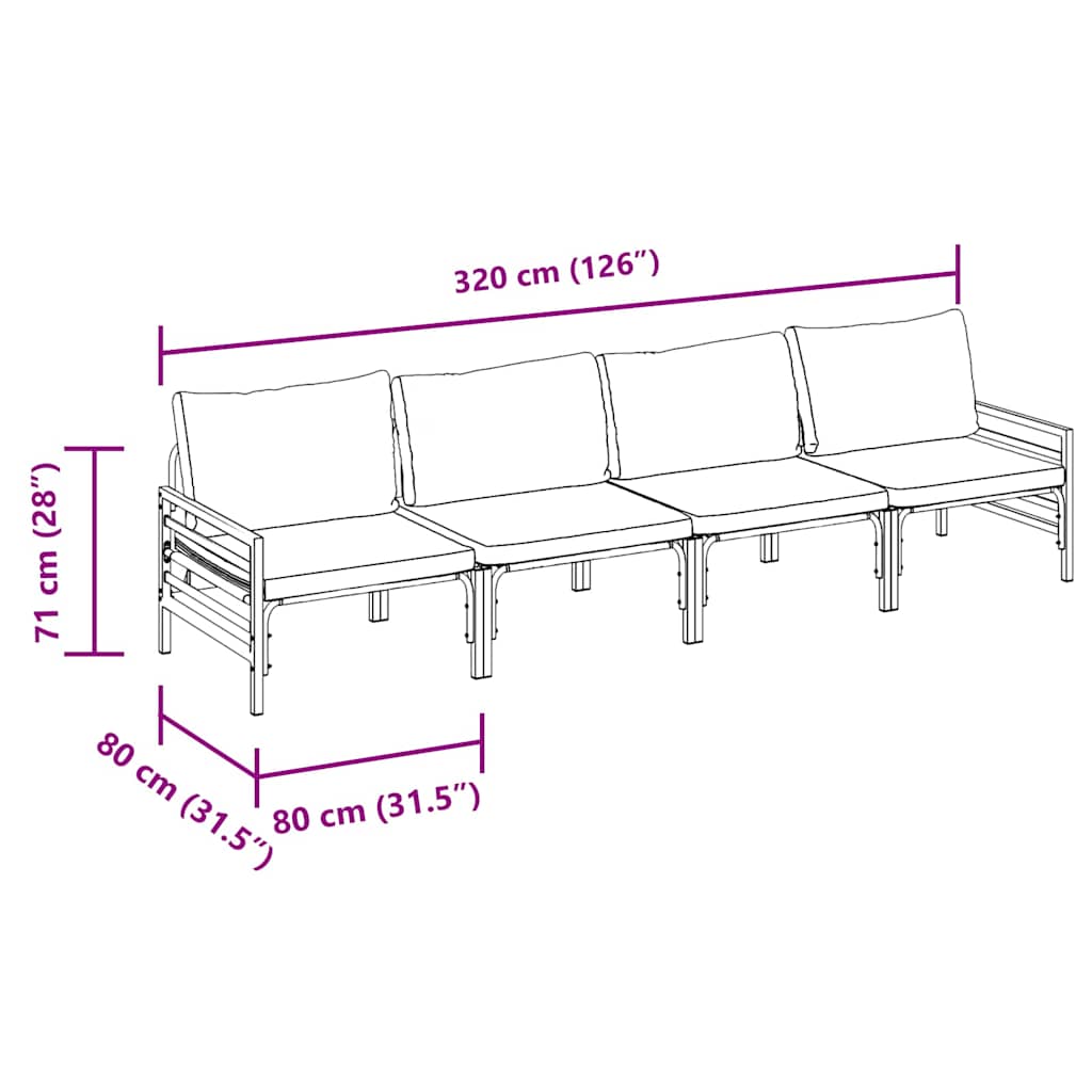 Garden Sofa Set Anthracite Steel