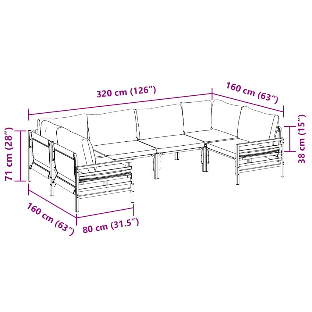 Garden Sofa Set Anthracite Steel