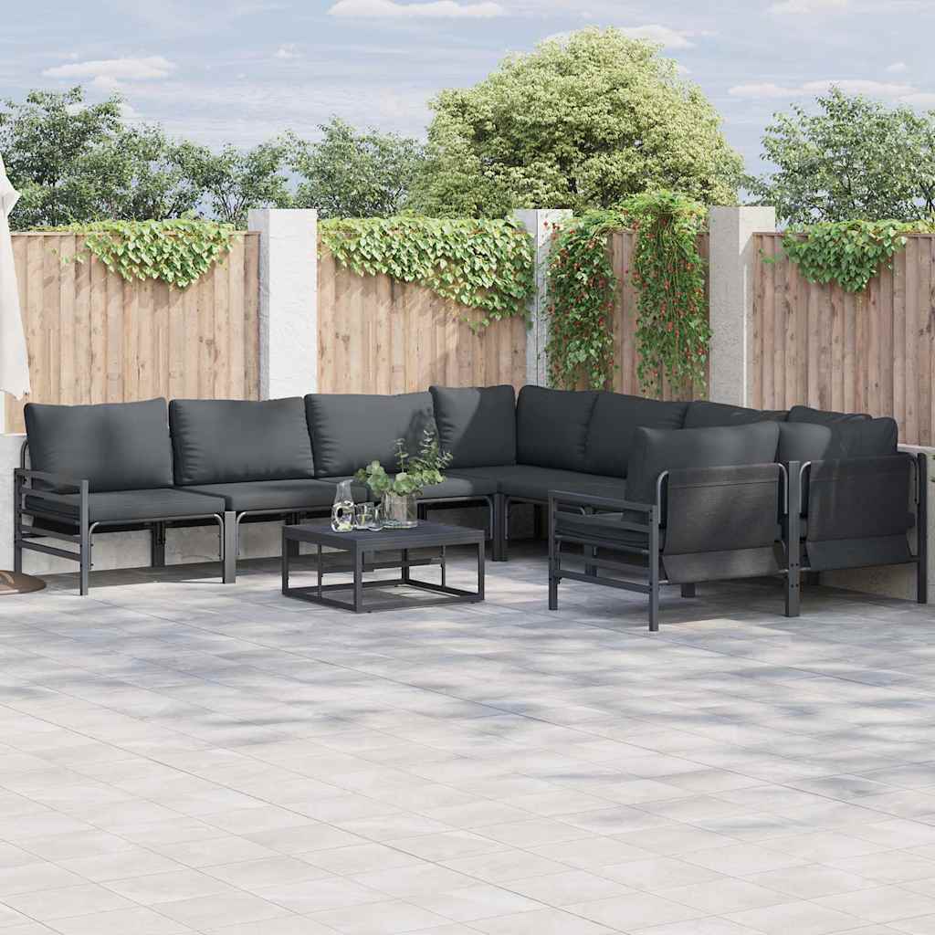 Garden Sofa Set with Cushion 9 pcs Anthracite Steel