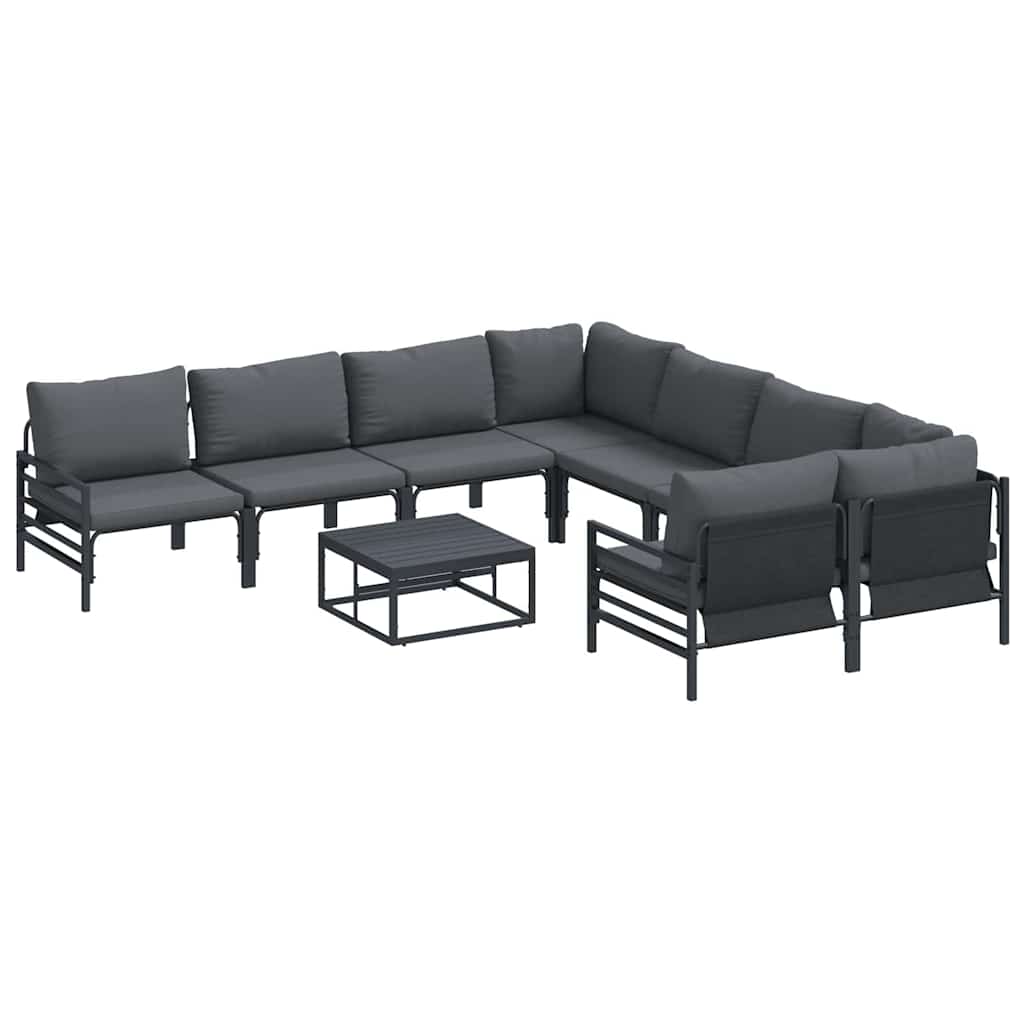 Garden Sofa Set with Cushion 9 pcs Anthracite Steel