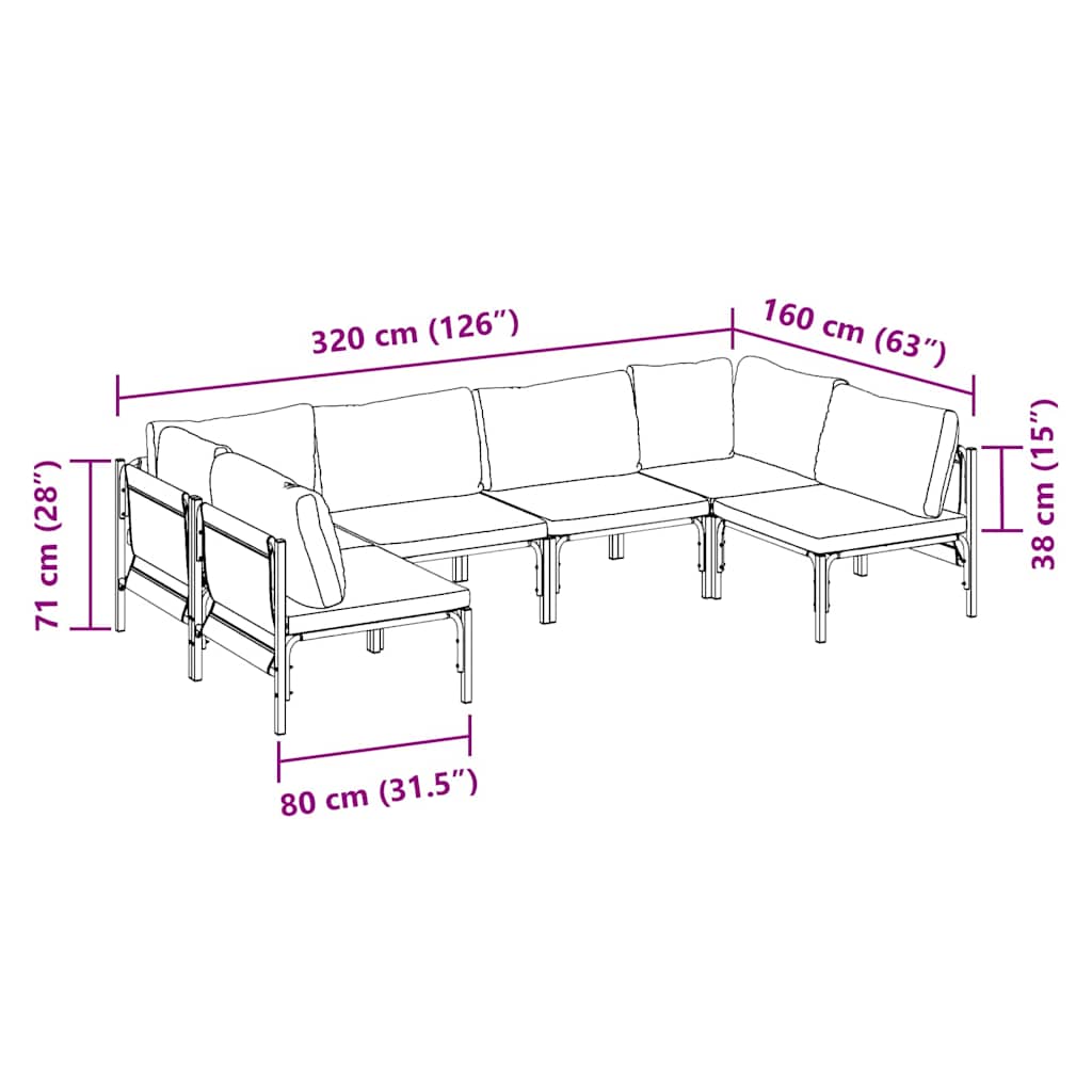 Garden Sofa Set Anthracite Steel