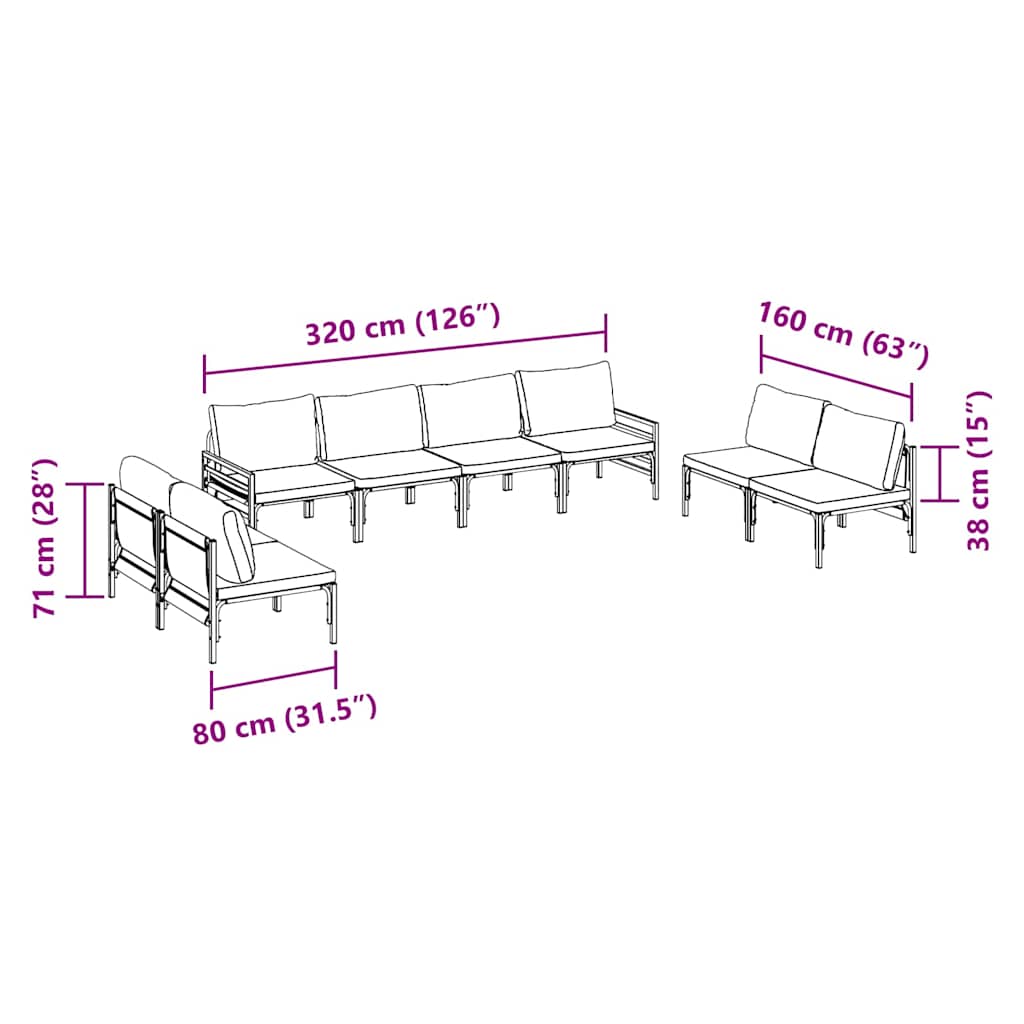 Garden Sofa Set Anthracite Steel