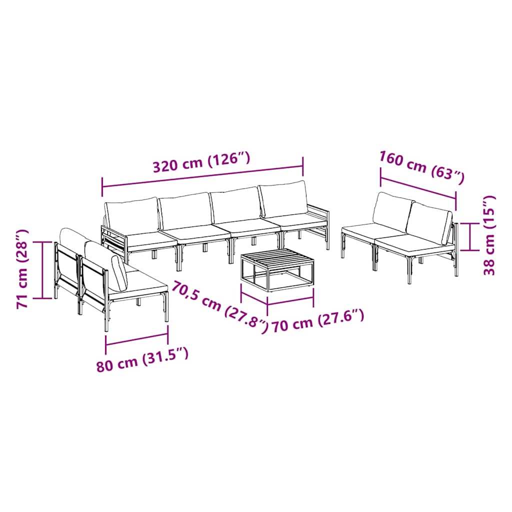 Garden Sofa Set Anthracite Steel