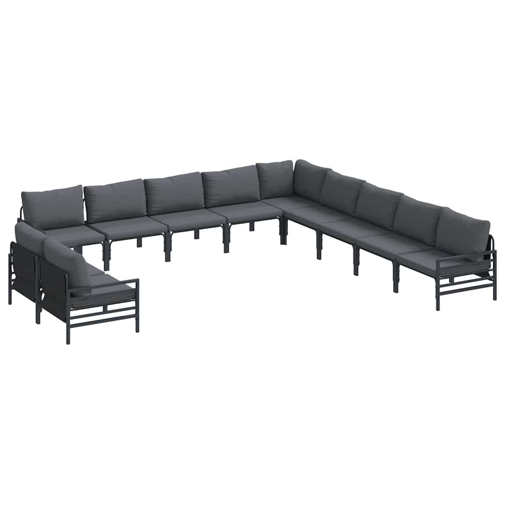 Garden Sofa Set with Cushion Anthracite Steel