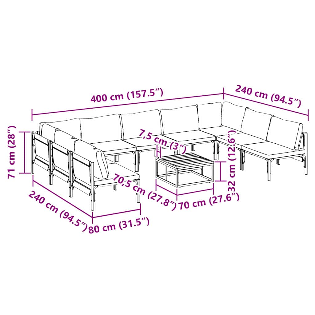 Garden Sofa Set Anthracite Steel
