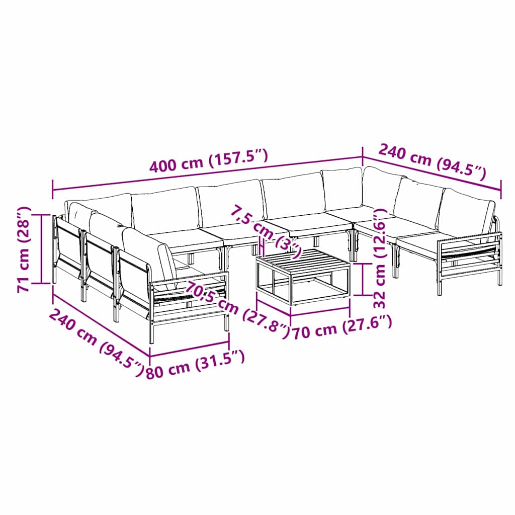 Garden Sofa Set Anthracite Steel
