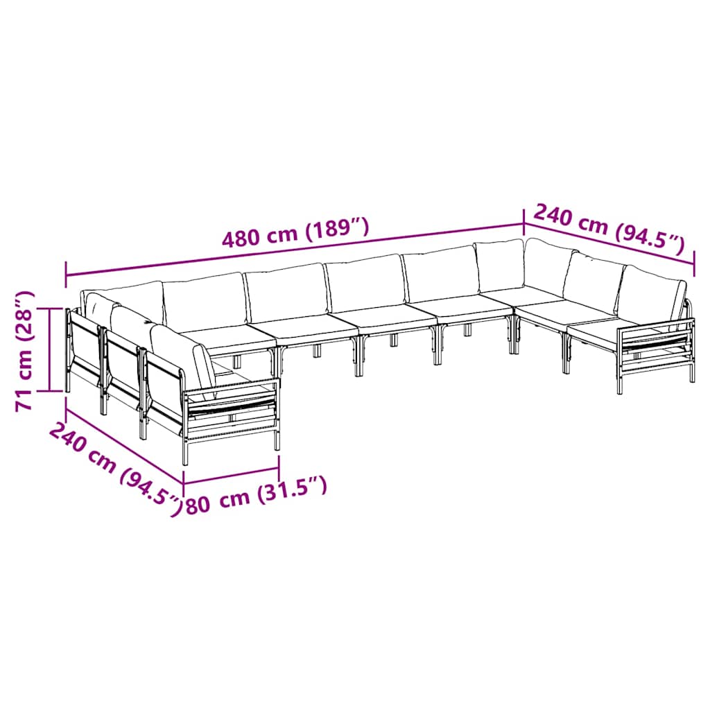 Garden Sofa Set Anthracite Steel