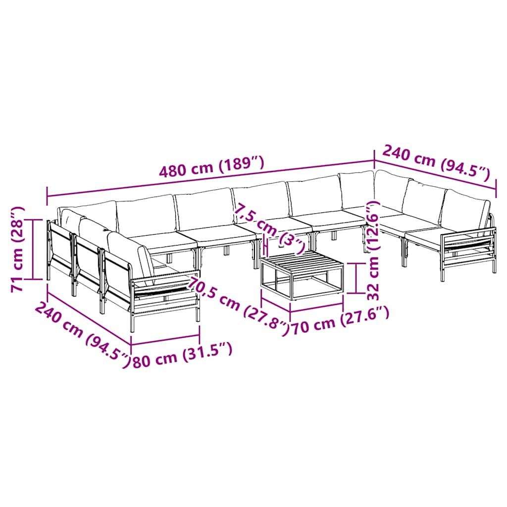Garden Sofa Set Anthracite Steel