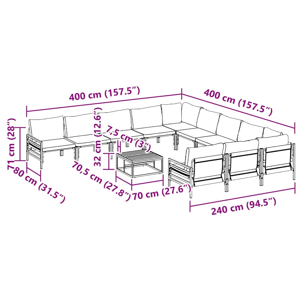Garden Sofa Set Anthracite Steel