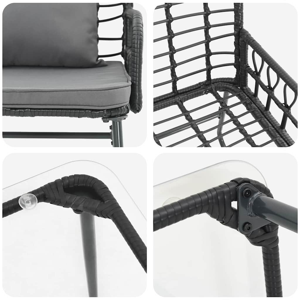Garden Furniture Set with Cushion 4 pcs Black and Anthracite
