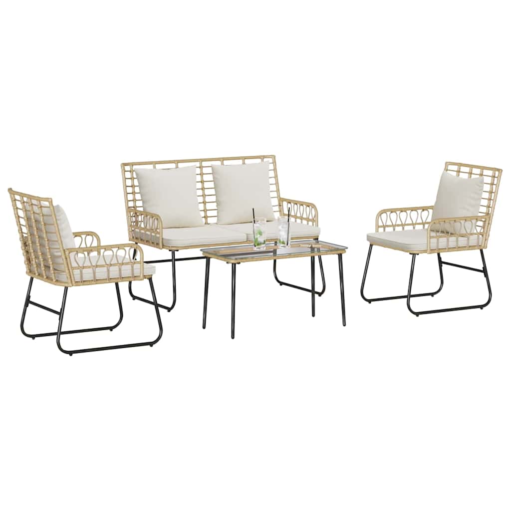 Garden Furniture Set with Cushion 4 pcs Black and Anthracite
