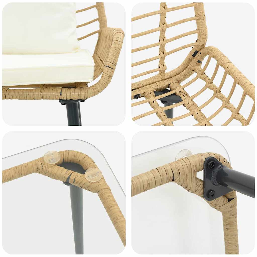 Garden Furniture Set 4 pcs Brown and Black and Cream