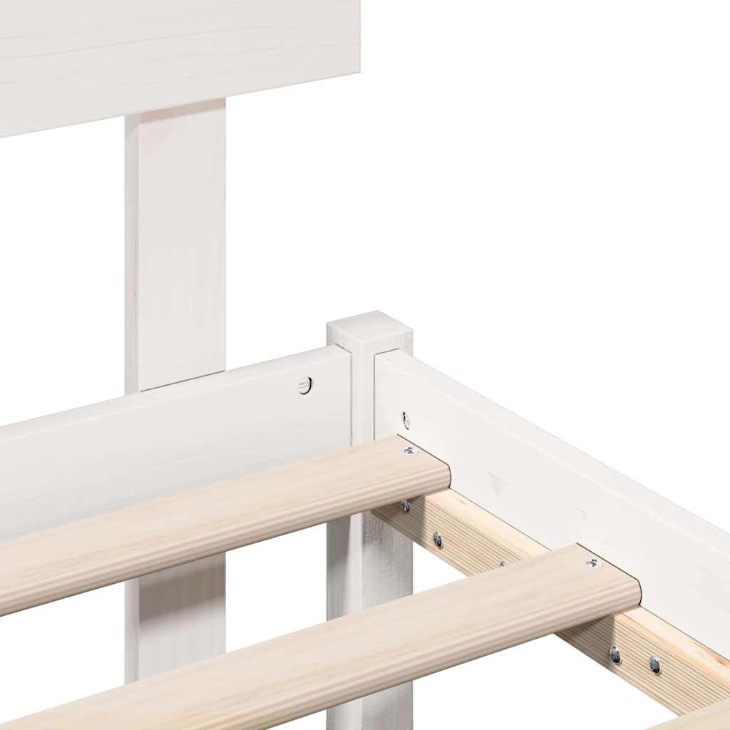 Bed Frame with Headboard White 200 x 200 cm Solid Pine wood