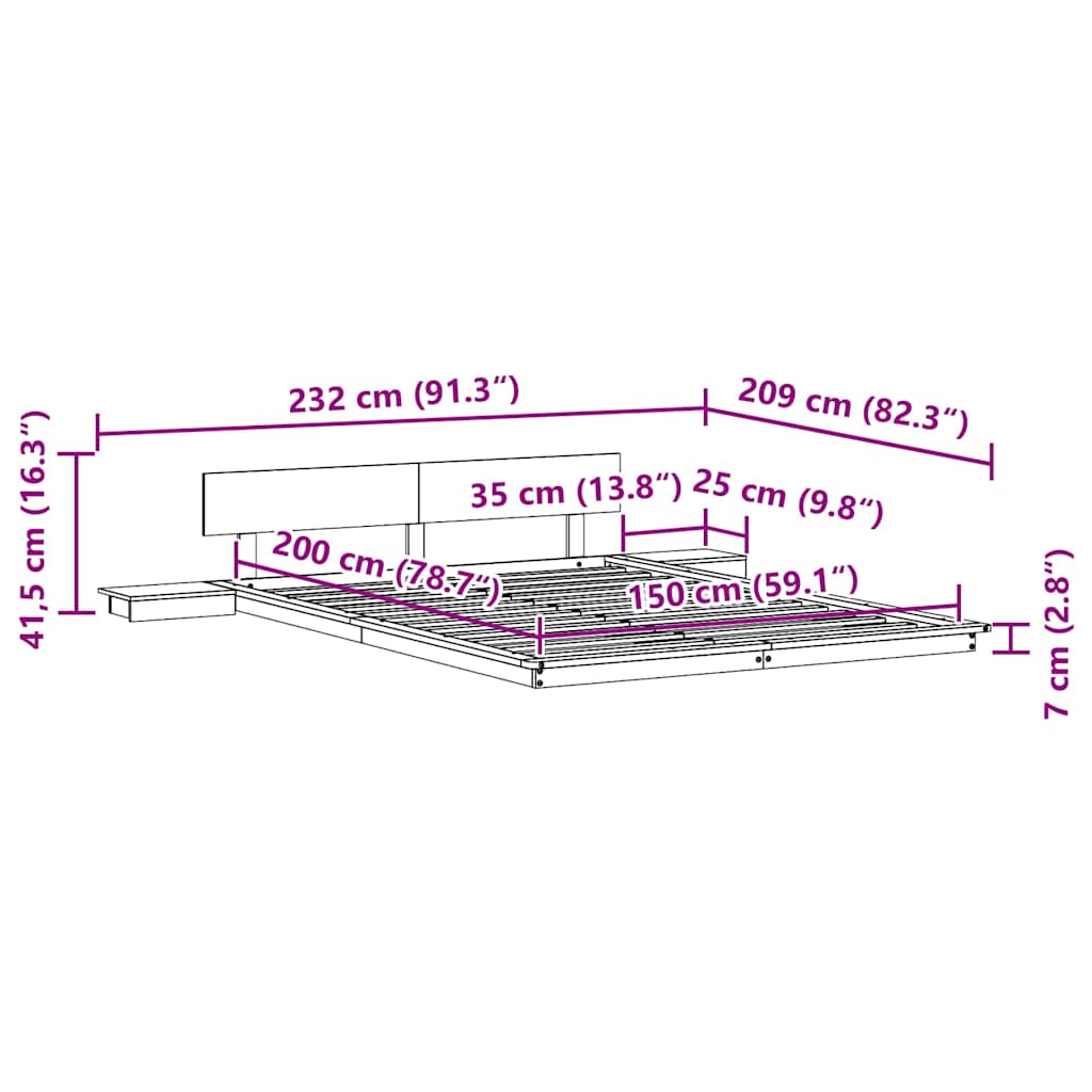 Bed Frame Brown 150 x 200 cm Wood