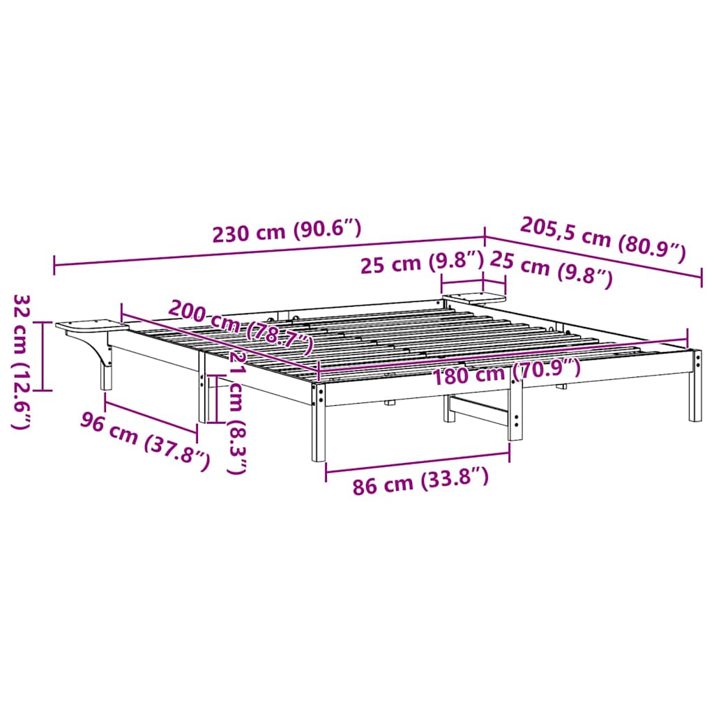 Bed Frame Natural 180 x 200 cm Solid Pine Wood